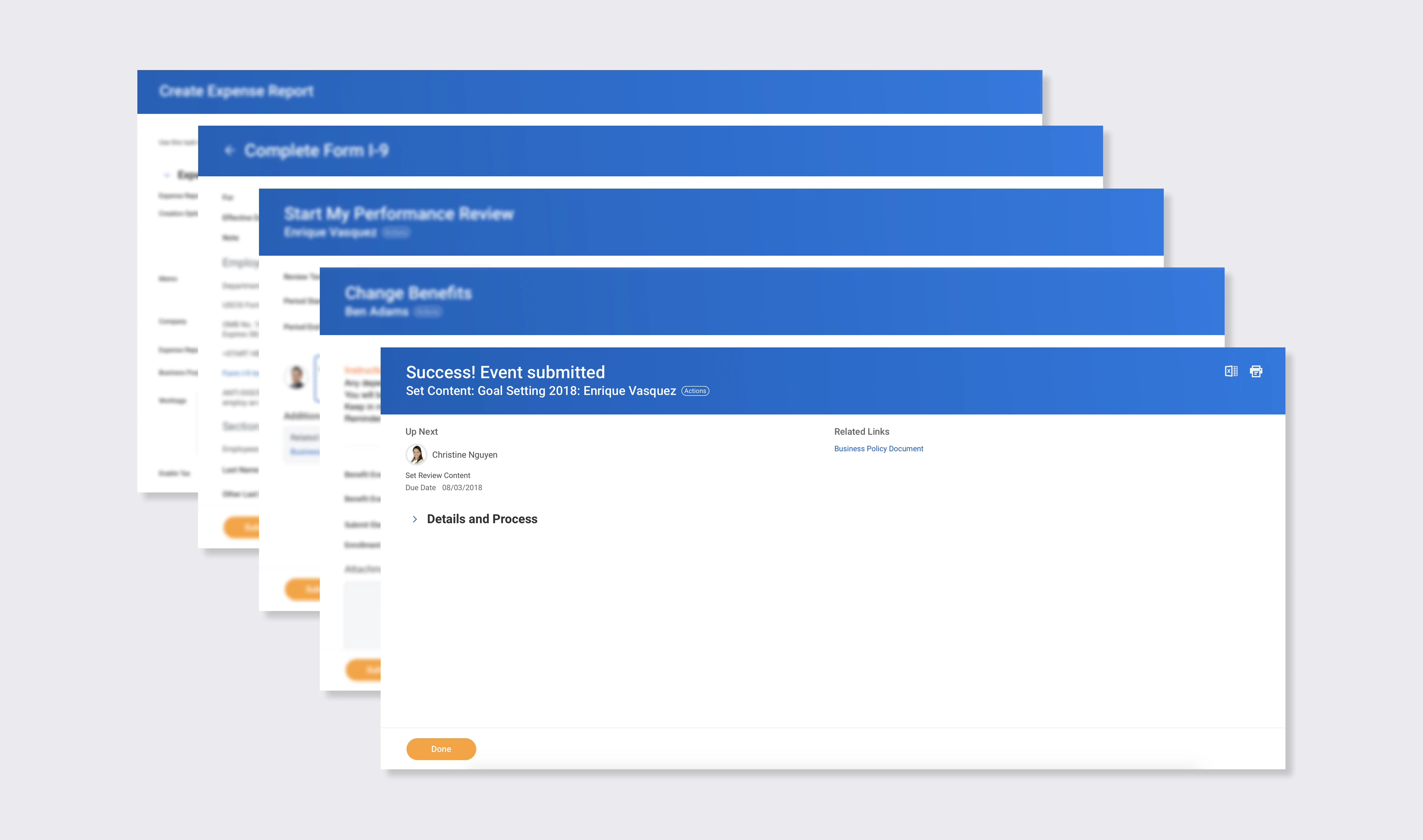 Original full-page confirmation design with expanded details and process sections